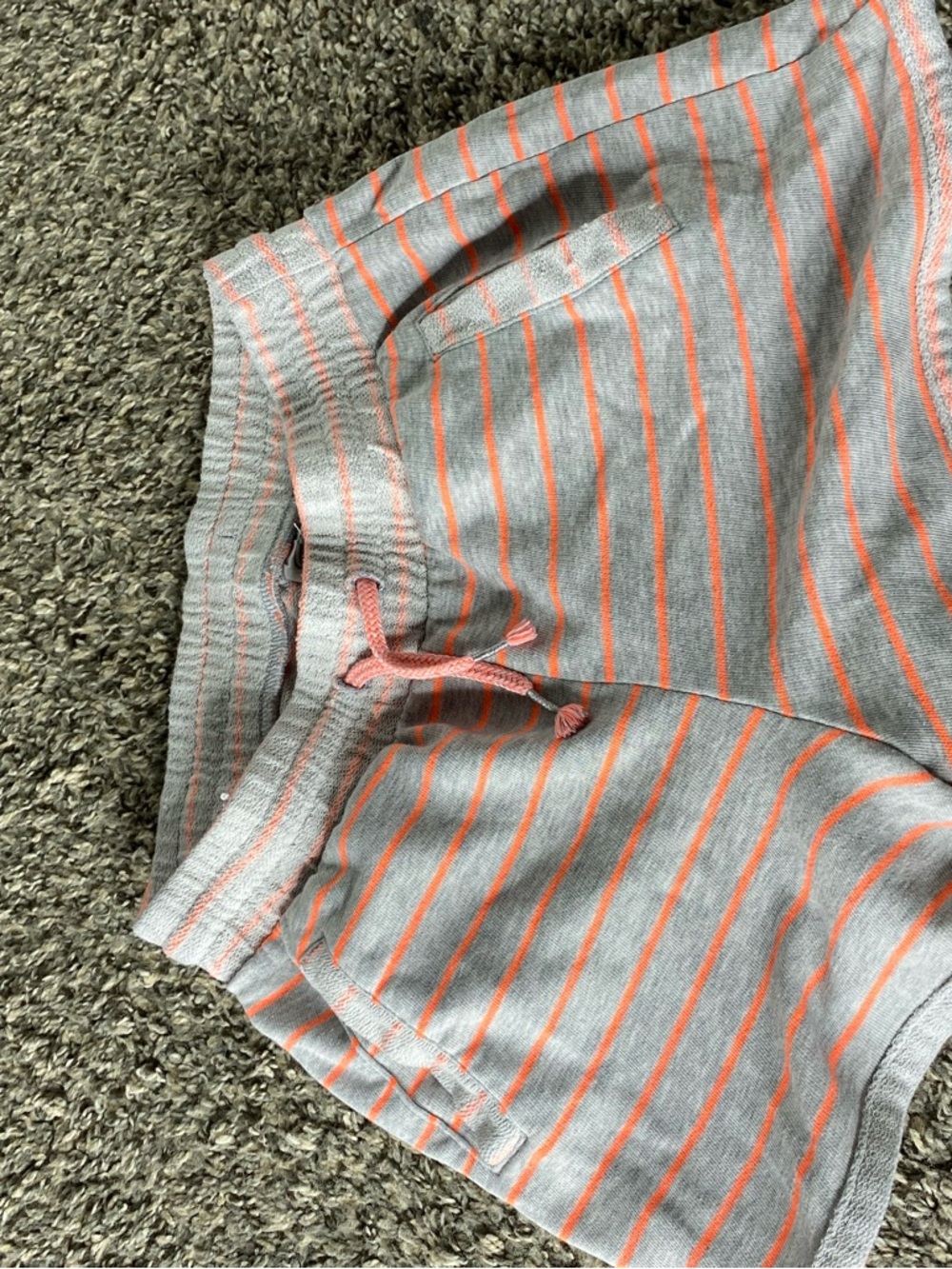 Athletic Works Gray and Coral Stripe Lounge Shorts